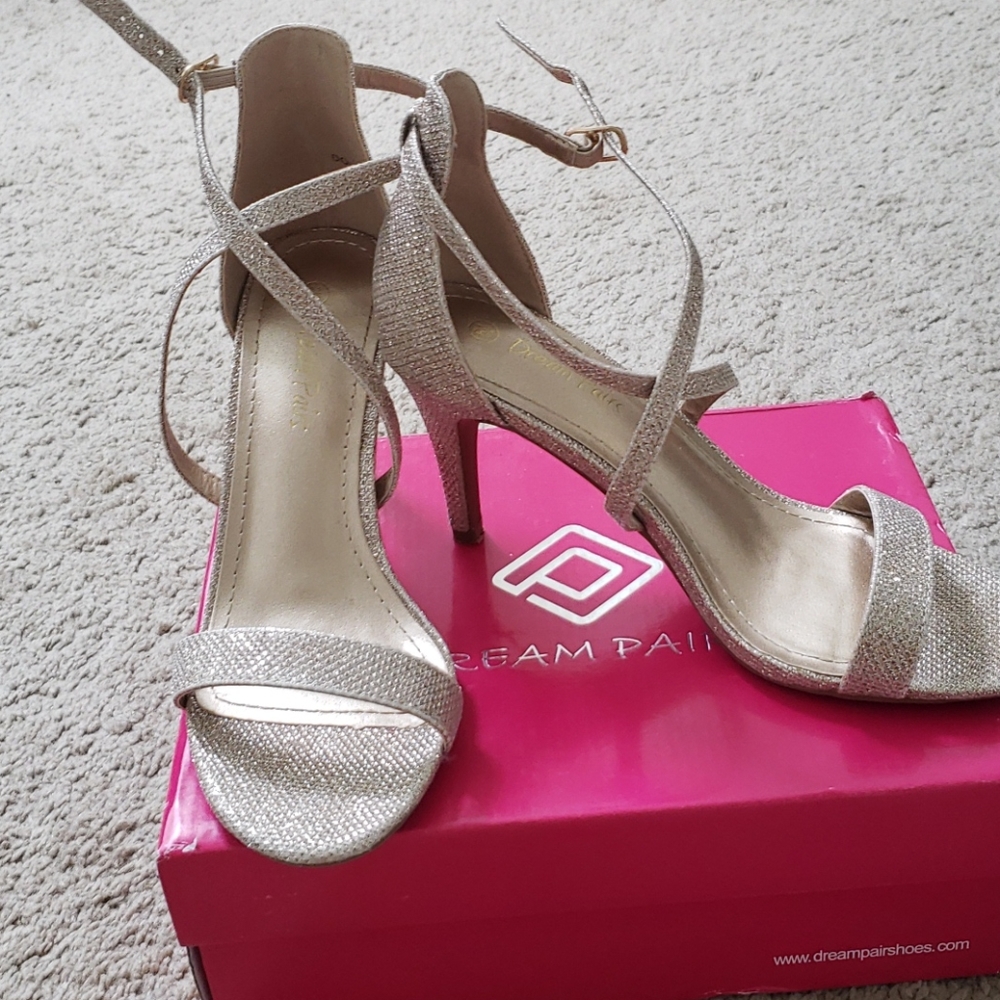 Gold glitter heels